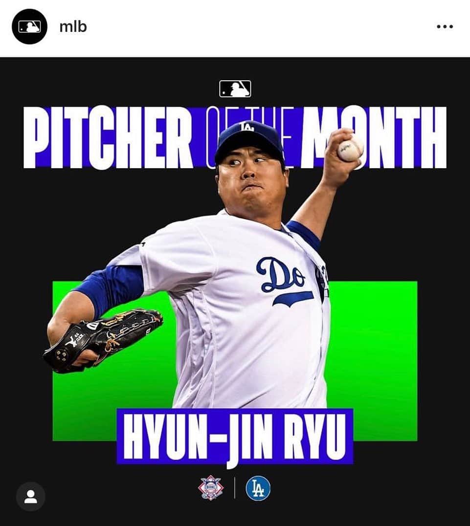 柳賢振のインスタグラム：「Thank you for your support!!🎉🎉🎉#dodgers」