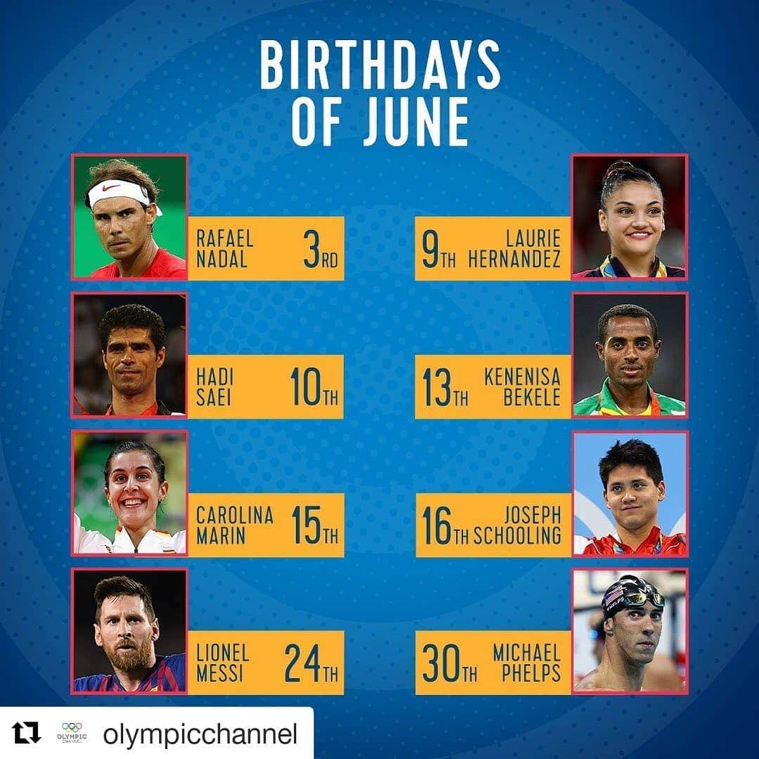 オリンピックさんのインスタグラム写真 - (オリンピックInstagram)「🤔 @olympicchannel #Repost ・・・ Birthdays of the month! Do you share your birthday with any of these Olympians?」6月4日 16時23分 - olympics