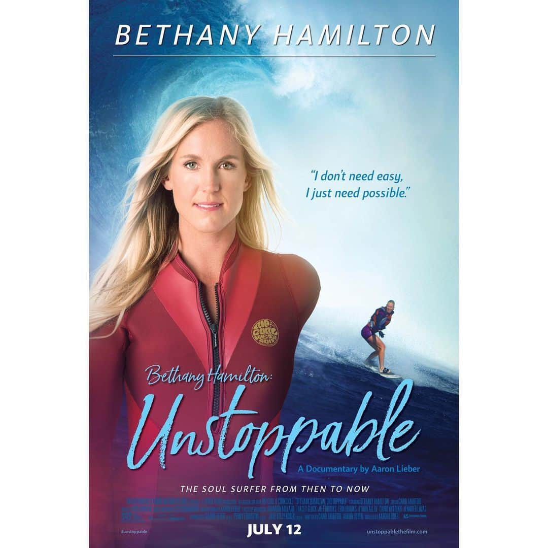 Bethany Hamiltonさんのインスタグラム写真 - (Bethany HamiltonInstagram)「Hey heyyyy so this is the official @unstoppablethefilm movie poster!!! Also check out Access Hollywood TOMORROW, Tuesday, June 4th for an interview with me about the film and to see an exclusive clip💃🏼📽 Btw @unstoppablethefilm in theaters July 12th! Click the link in my bio to read more about it 🤙🏽 Thank you all for supporting me in this journey!!! I can’t wait to hear how you like the film! #unstoppable」6月4日 9時00分 - bethanyhamilton