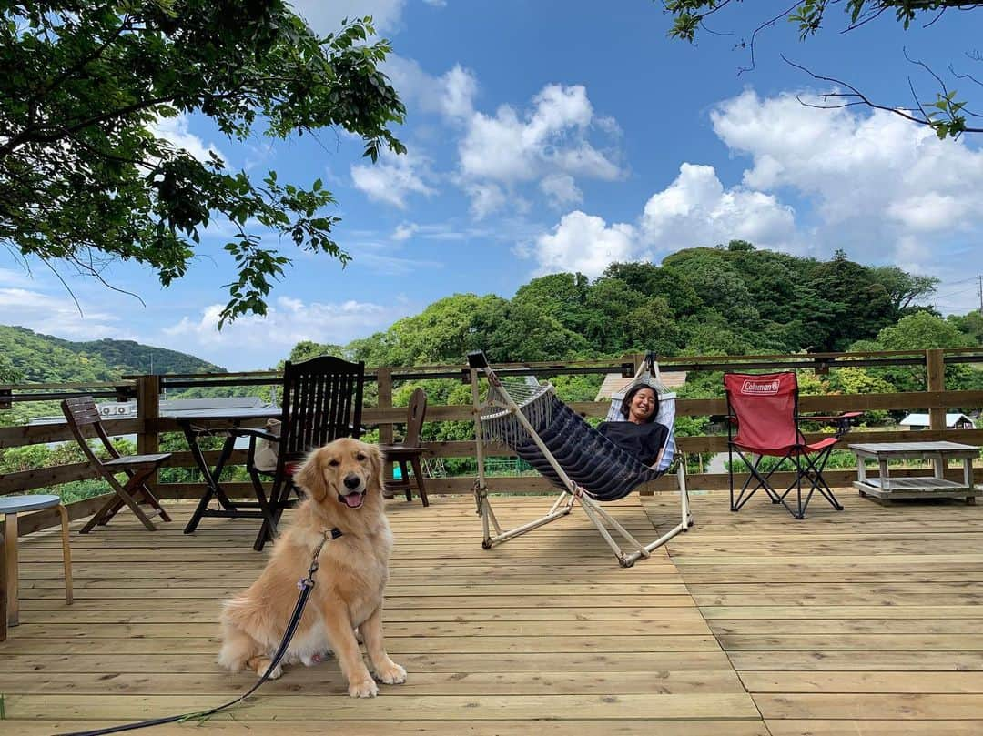 二見梓のインスタグラム：「🍀🐶☁️☀️ 令和になり、27歳になった5月。 国内大会ではたくさんの方に応援いただき、誕生日はたくさんの方に祝っていただきました！ あっと言う間に6月。 さ、がんばるぞー✊😊 #goldenretriever#dayoff」