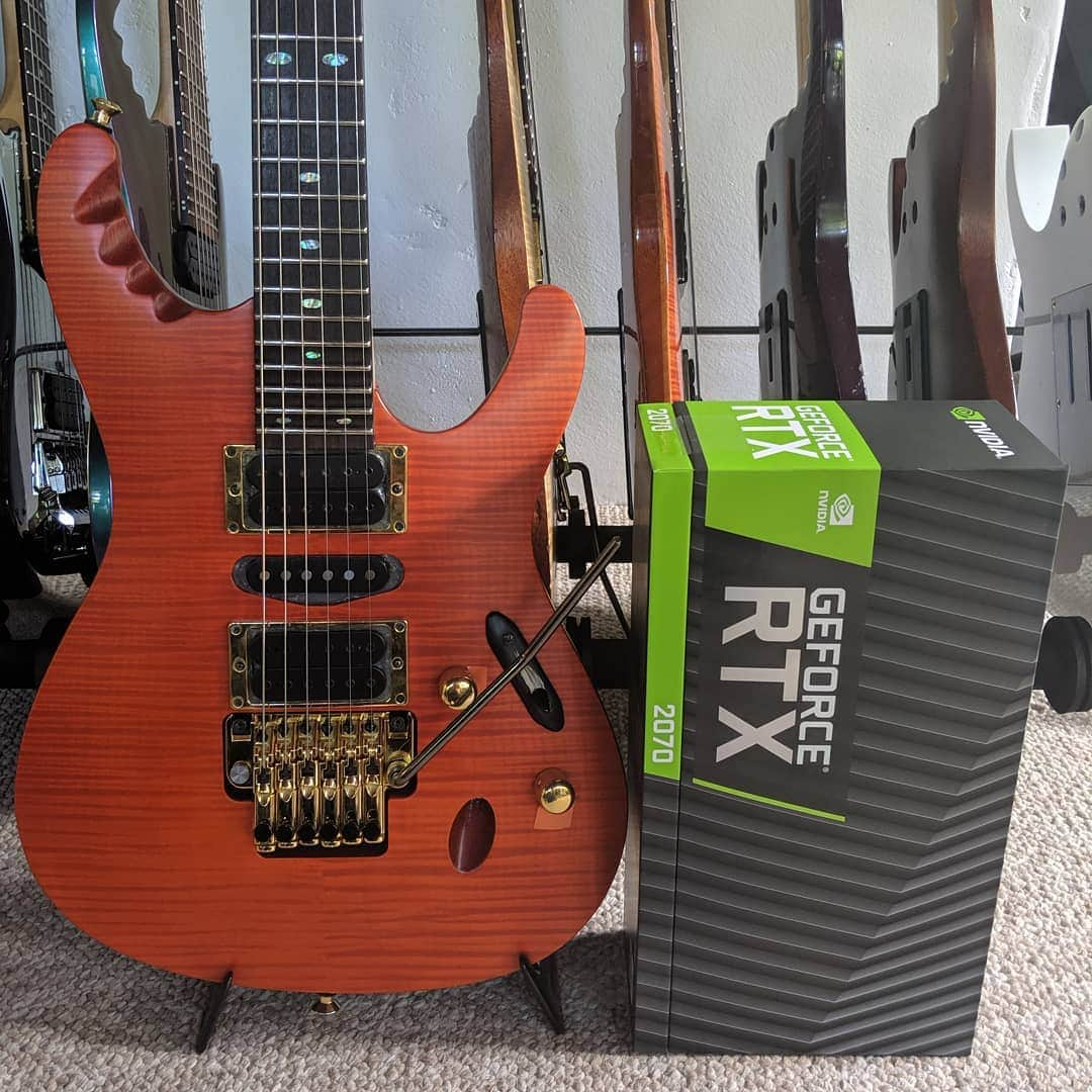 ハーマン・リさんのインスタグラム写真 - (ハーマン・リInstagram)「Tough decision, which would you pick? @officialibanezguitars EGEN18 PLB vs @nvidiageforce RTX2070!  Thank you @nvidia for the card! 🤘🤓🎸 Perfect present for finishing the new @dragonforcehq album! . . #dragonforce #hermanli #nvidia #nvidiageforce #RTXOn #guitar #guitars」6月4日 9時57分 - hermanli