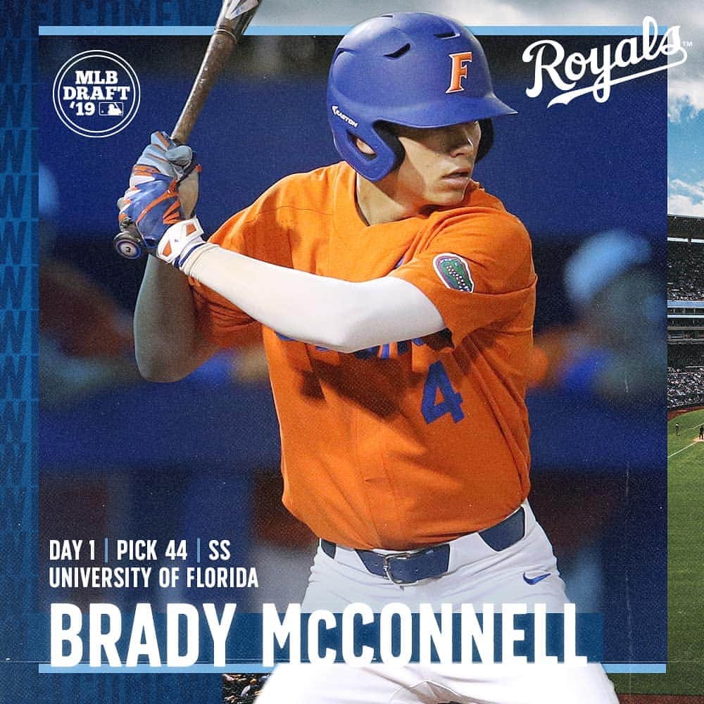 カンザスシティ・ロイヤルズさんのインスタグラム写真 - (カンザスシティ・ロイヤルズInstagram)「With the 44th pick in the #MLBDraft, we have selected SS Brady McConnell from the University of Florida. #Royals」6月4日 12時53分 - kcroyals