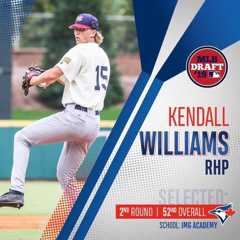 トロント・ブルージェイズさんのインスタグラム写真 - (トロント・ブルージェイズInstagram)「With the 52nd pick in the 2019 #MLBDraft, we’ve selected RHP Kendall Williams from IMG Academy. Congrats, Kendall! 👏👏👏」6月4日 13時08分 - bluejays