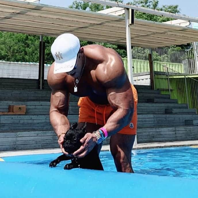 CHUL SOONさんのインスタグラム写真 - (CHUL SOONInstagram)「Puppy private swimming pool. Nice weather to take your puppy for a swim. . . . Huge training Program available at chulsoon.com  Follow the Facebook page to see work outs.  Facebook.com/chulsoonofficial @chul_soon @chulsoon_official (한국계정)  ______________________________ #Musclemania Pro #teamchuls makeup #poolboys #bodybuilding #puppy #frenchbulldog #dogsinpools #fitness #chulsoon #korean #swimmingpool #aesthetic #aesthetics #wbff #ifbb #chulsoon2020 #motivation  #fitfam  #다이어트 #식단 #」6月4日 17時56分 - chul_soon