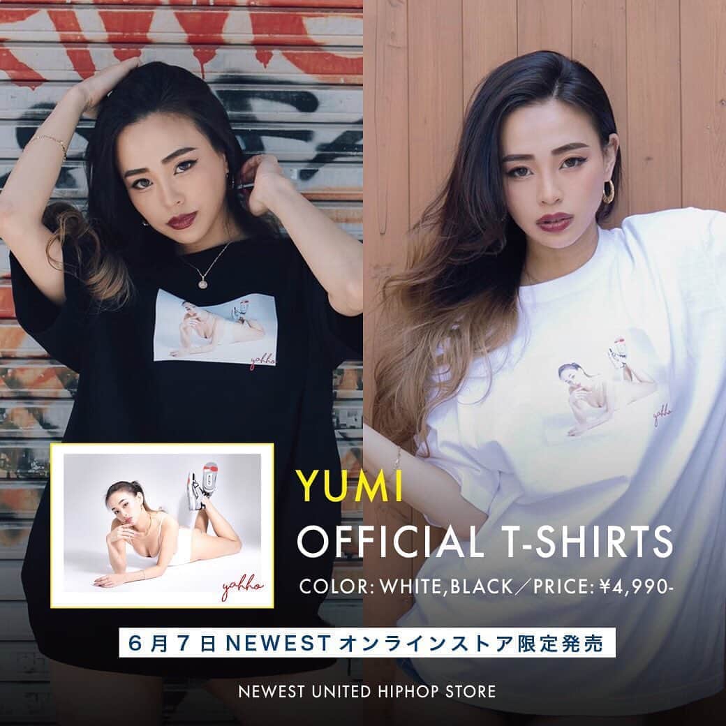 yumiさんのインスタグラム写真 - (yumiInstagram)「. やっほゆみだよ🌈 YUMIのオフィシャルTシャツを6月7日の18時に発売します！ 2色展開で白と黒どっちが好みかな？💁‍♂️❤️ 前回も速攻完売しちゃったのでお早めに💁‍♂️✨ YUMI着用サイズXL . . #YAHHO #AVALANCHE #NEWEST #045 #オフィシャルTシャツ #fasion #hiphop」6月4日 19時28分 - yumiiiiiiiii_