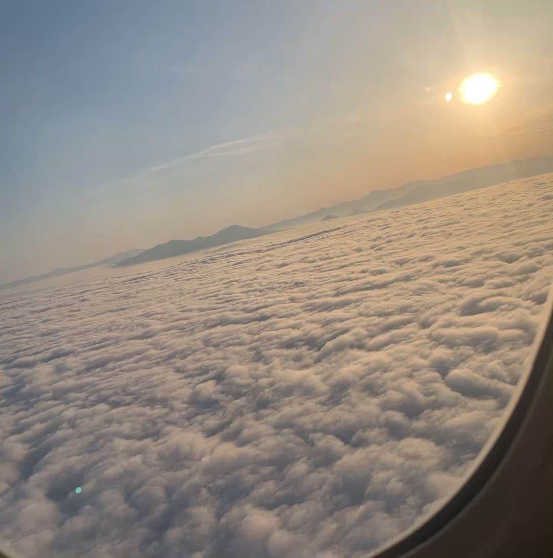 静麻波さんのインスタグラム写真 - (静麻波Instagram)「飛行機の中から見えた景色が雲の絨毯みたいにきれいに広がっていてすごく癒された🐰🌤 ✈️ 明日も頑張ろう🙏🏼♡」6月4日 22時43分 - manami_shizuka