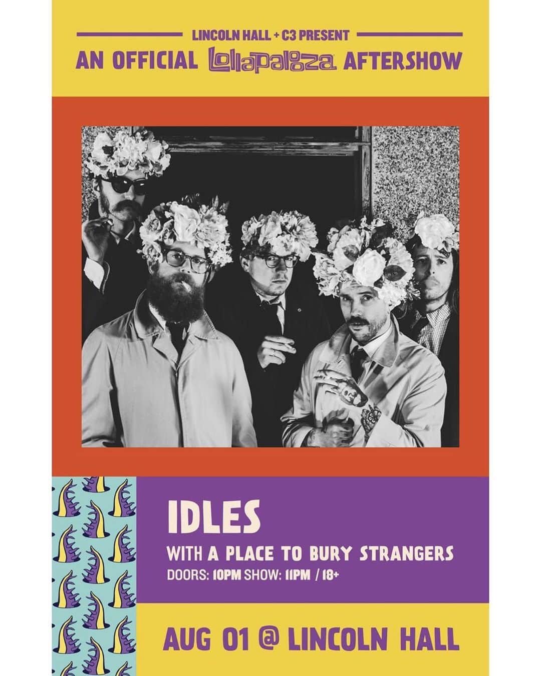 A Place to Bury Strangersのインスタグラム：「#Repost @idlesband ・・・ JUST ADDED  @lollapalooza aftershow at @Lh_schubas 📆  GENERAL ON SALE FRIDAY 7 JUNE AT 10 AM CST  LINK IN BIO / TICKETS」
