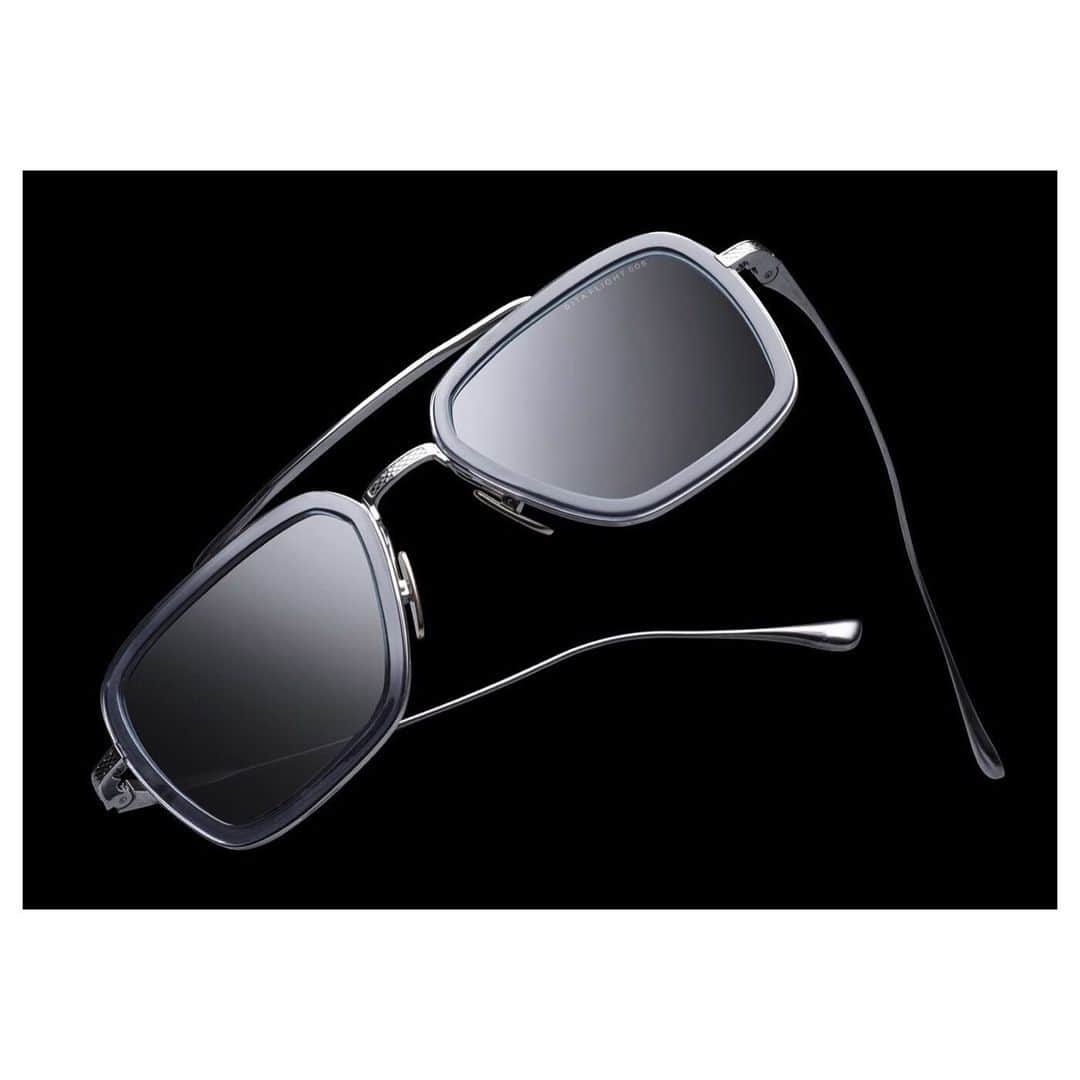 ディタのインスタグラム：「Fighter pilots, revered for their daring swagger, became a post-war style inspiration for men, and no other item conveys their iconic status as clearly as the aviator frame.  #DITA’s Flight.006 has been updated with three new colorways for summer; shown here is Smoke Crystal Grey with Dark Grey lenses — tap to shop #DITAeyewear #DITAsunglasses」
