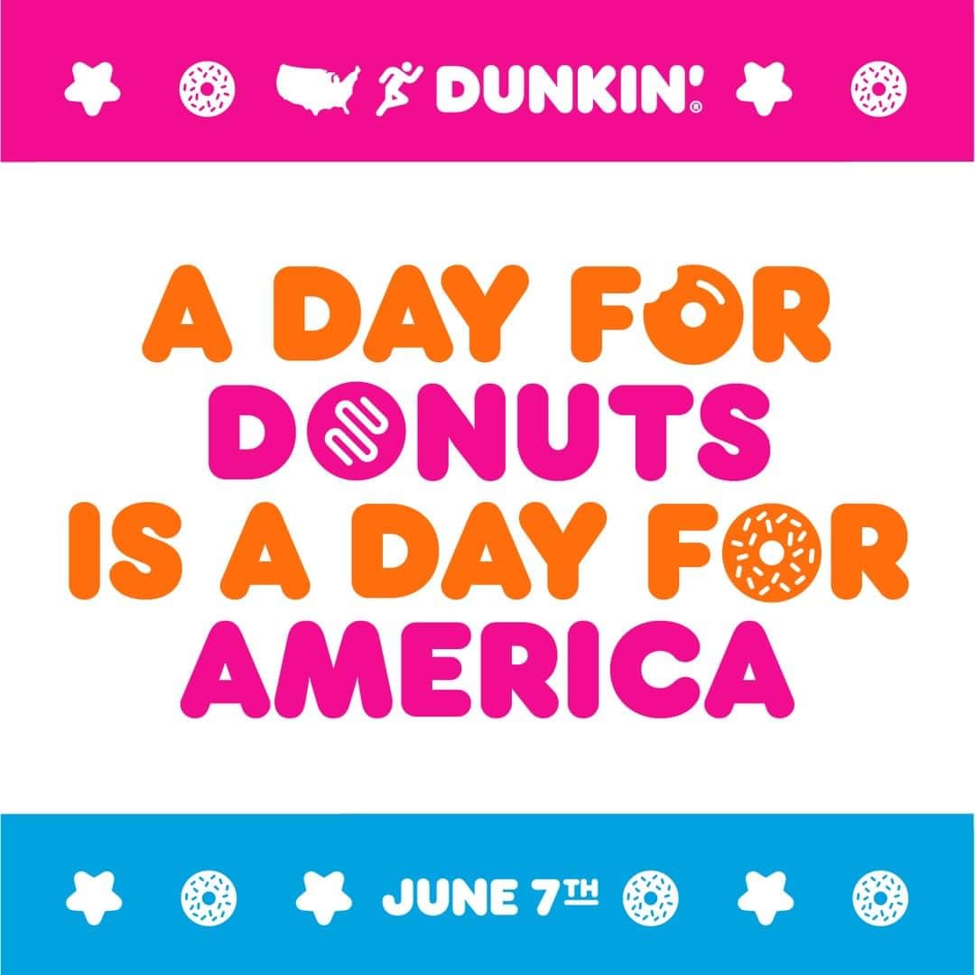 ダンキンドーナツさんのインスタグラム写真 - (ダンキンドーナツInstagram)「A day for donuts is a day for America. Rally your friends and #DunkOut on #NationalDonutDay, June 7th, to get your FREE donut with any beverage purchase.」6月5日 4時29分 - dunkin