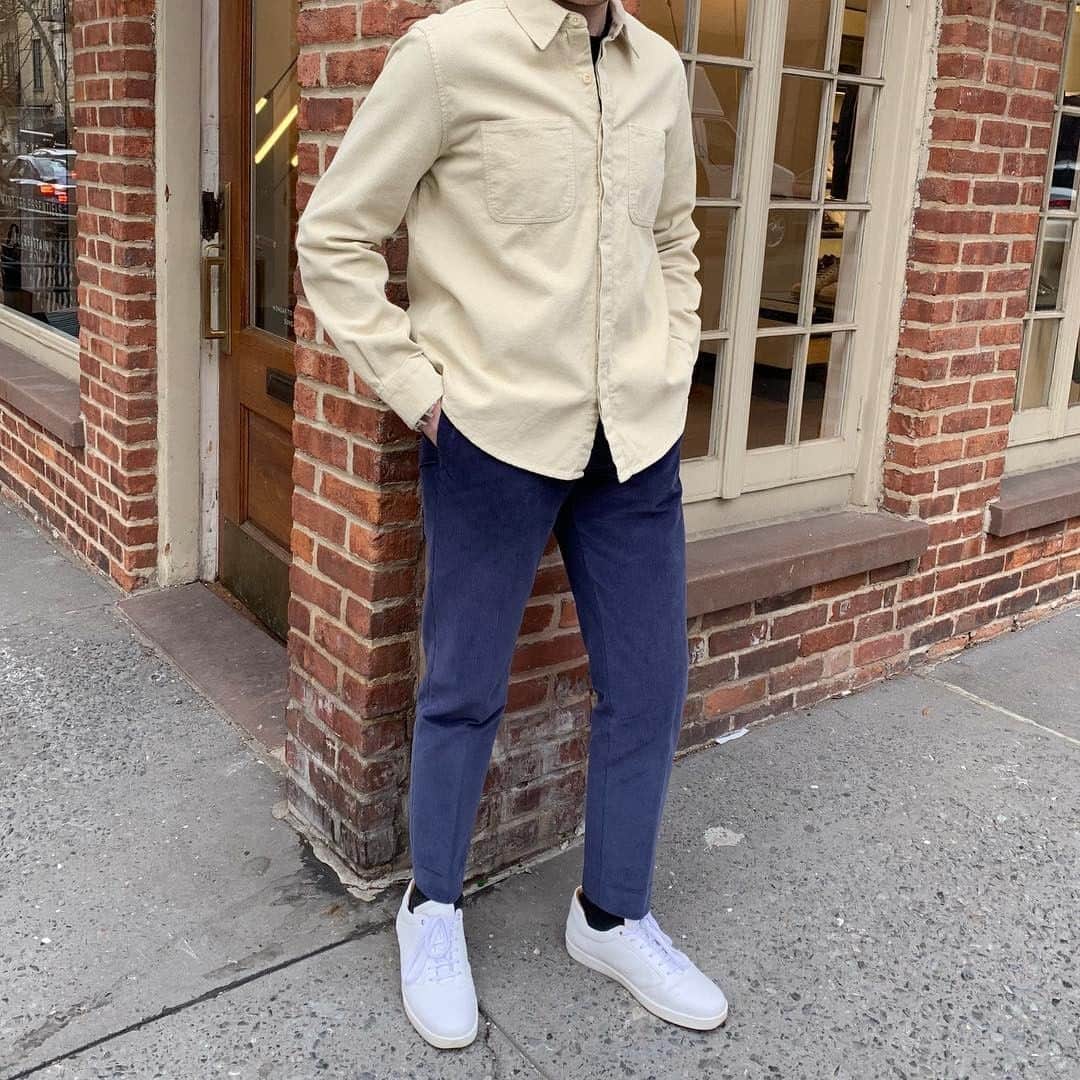 ウォントのインスタグラム：「Your everyday outfit starts with a smart base. @johnmeredith_ wears our refined sneaker that offers superior comfort. How do you wear your sneakers? — #wantlesessentiels #sneakers #mensfashion  #kicks」