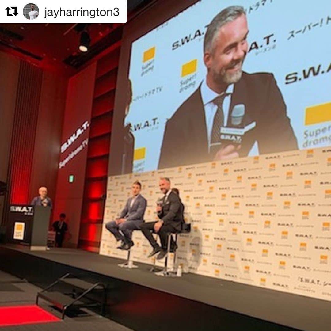 のインスタグラム：「#Repost @jayharrington3 with @get_repost ・・・ thank you @superdramatv for an incredible event !! #swat #swatjp #tokyo #superdramatv #photooftheday #instagood #bts #andaz #roppongi」