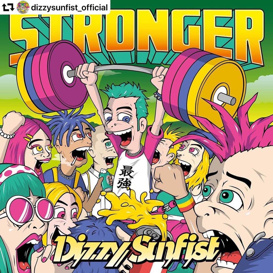 masasucksのインスタグラム：「CAFFEIN BOMB RECORDSより発売 日本のウエストサイド育ちのうるさい3人組 DIZZY SUNFIST 最強ソングリリースオメ〜🎊㊗️ ついに本日発売です‼️ 最強なりたいやつは聴きましょう🤘🏻 #ああーっすぅ  #masasucks #サウンドメイク #repost @dizzysunfist_official ・・・ 【本日CD発売】 Dizzy Sunfist 2nd Single「STRONGER」 ぜひあなたのお手元へ‼︎ よろしくお願いします‼︎ #DizzySunfist #ストロンガー #最強 #6月5日発売」