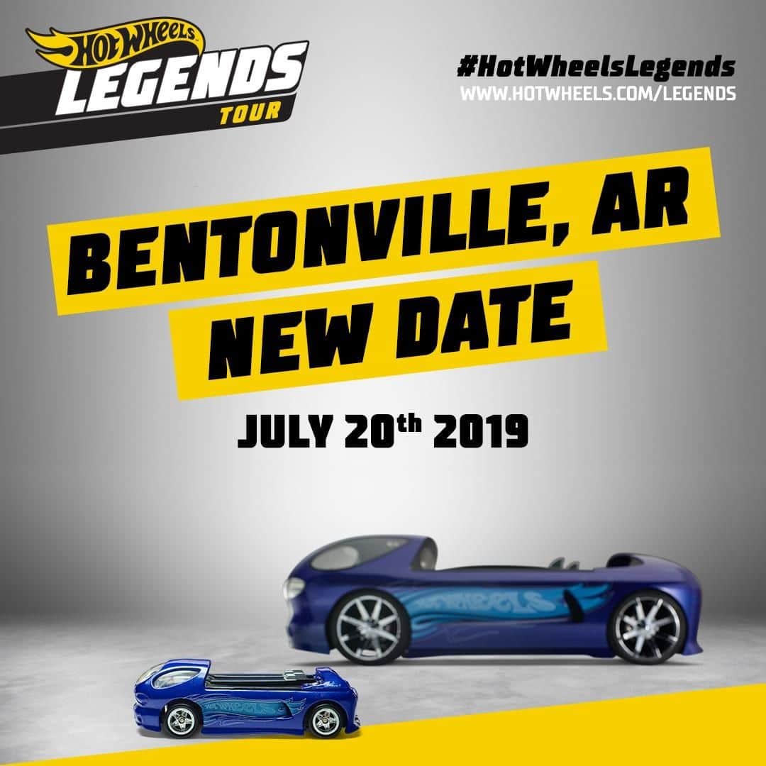 Hot Wheelsさんのインスタグラム写真 - (Hot WheelsInstagram)「Mark your calendars, Bentonville, AR! ✅ We’re coming back to your neighborhood on July 20th for the #HotWheelsLegends Tour. Join us for an epic day of cars, fun activities, and much more! All registered cars from the postponed event will automatically be registered to our new date on 7/20/2019. www.hotwheels.com/legendstour」6月6日 6時04分 - hotwheelsofficial