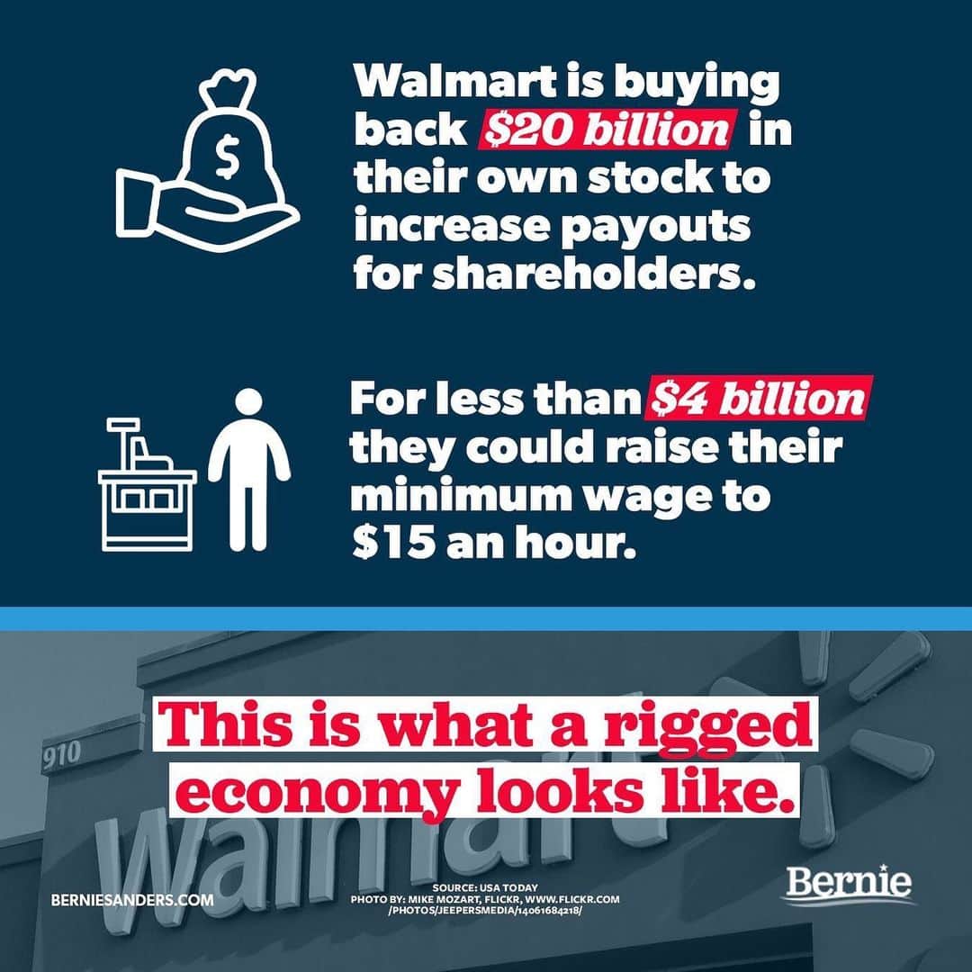 バーニー・サンダースさんのインスタグラム写真 - (バーニー・サンダースInstagram)「Here's how we end this greed: Give workers representation on the corporate board. #BernieAtWalmart」6月6日 1時54分 - berniesanders