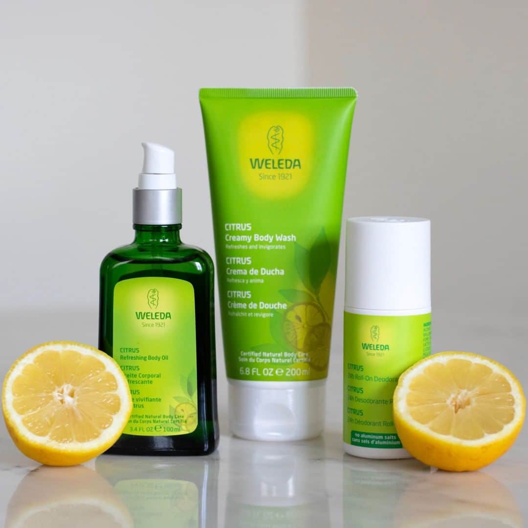 Weledaさんのインスタグラム写真 - (WeledaInstagram)「Give your skin the burst of sunshine it's been asking for! Save 15% all month long on our Citrus products! Bring your senses back to nature with the uplifting, mood-boosting aroma of lemon! 🍋」6月6日 4時01分 - weleda_usa