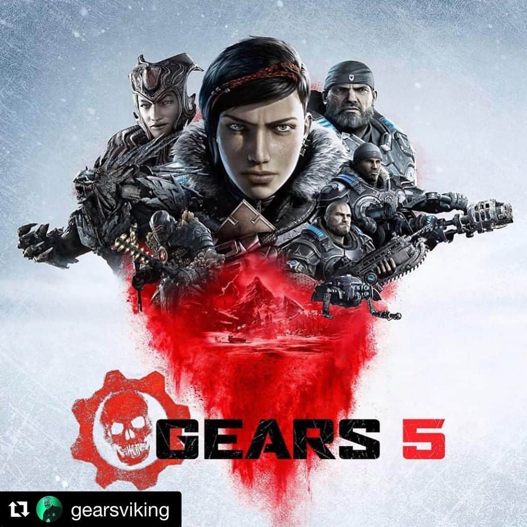 ユージン・バードのインスタグラム：「Can’t. WAIT. FOUR DAYS, people! #Repost @gearsviking ・・・ So excited to share more info about #Gears5 at #E3Xbox #keyart #boxart #GearsofWar」