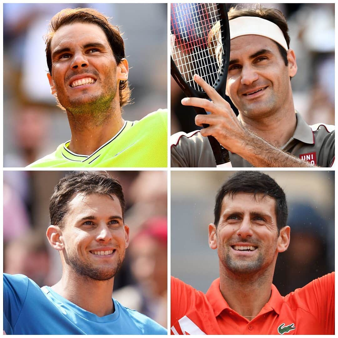 ATP World Tourさんのインスタグラム写真 - (ATP World TourInstagram)「The @rolandgarros last four 👊  Who are you backing to reach the final? 🤔  #RG19 #Tennis #ATPTour #Nadal #Federer #Thiem #Djokovic」6月7日 1時00分 - atptour