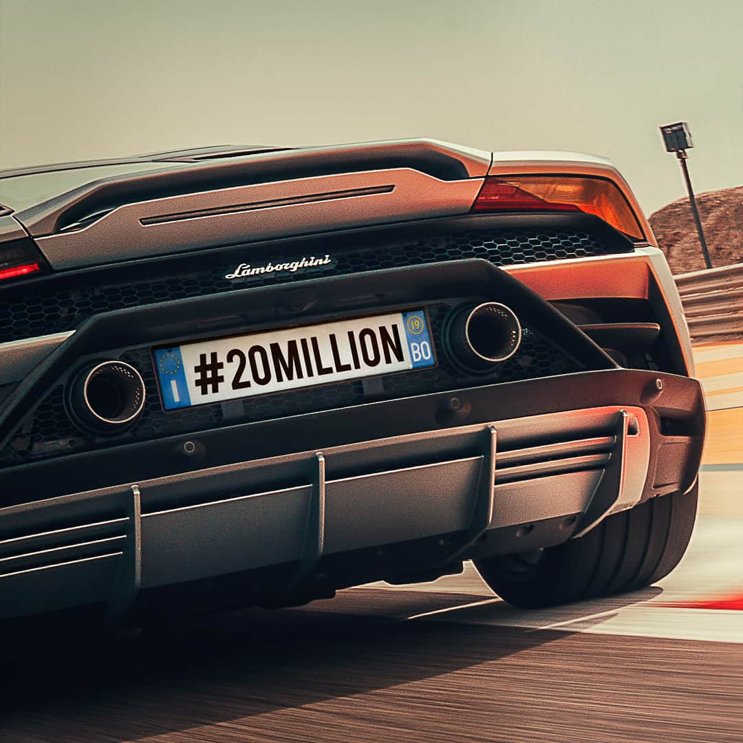 のインスタグラム：「20 Million Lovers. Take a look at our Stories and add your name in Lamborghini’s plate.  #20Million #Lamborghini #RealLover」