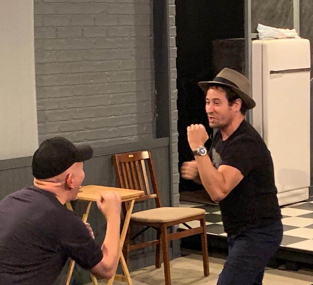ロブ・モローのインスタグラム：「Rehearsing #DeathOfASalesman w/one of my oldest pals @jackymerrill his “Charley” to my “Willy” @ruskingroupthtr opening June 21」