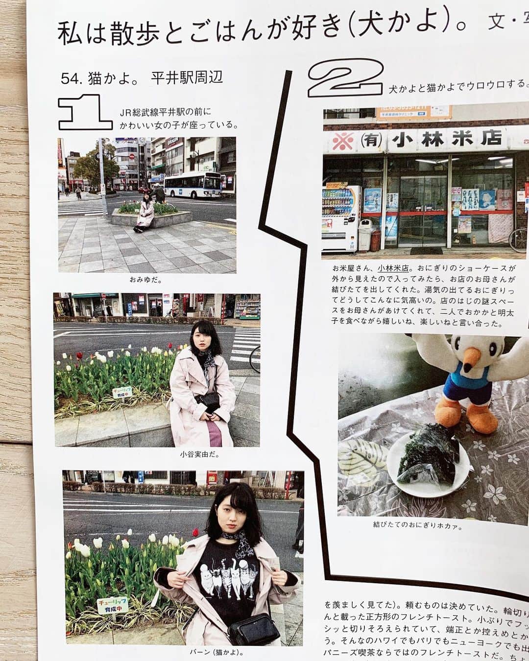 小谷実由さんのインスタグラム写真 - (小谷実由Instagram)「Hanako 7月号。大好きな平野紗季子氏の連載"私は散歩とごはんが好き(犬かよ)。"に'猫かよ'として付いて行きました。幼い頃の記憶が蘇る平井そして四ツ木。なんでここにさきちゃんがいるんだろうと、時空が歪んだような不思議な気持ちと共に美味しい楽しい時間でした。さきちゃんありがとう🐈犬かよの裏に猫かよという連載を持つのが野望であります。」6月6日 16時29分 - omiyuno