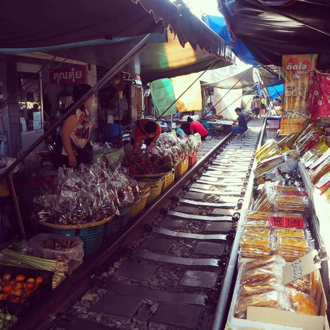 角田聖奈さんのインスタグラム写真 - (角田聖奈Instagram)「スリル満点メークロン市場 🚃🥦🐟🍍🛤 #maeklongmarket #maeklong #線路市場 #メークロン市場 #メークロン線路市場  #メークロン #珍風景 #ココナッツ #ココナッツウォーター #ランブータン #フルーツ大好き #Thailand #タイ旅行 #タイ観光 #trip #🇹🇭 #🥥 #スコール待ちはインスタ更新」6月6日 17時36分 - seina1105