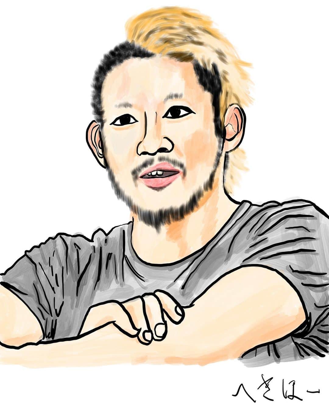 へきほーのインスタグラム：「「TOSHI-LOW」  #brahman  #髪型がTOSHI-LOWさんぽくなりました #今日の動画のやつ  #上手に描けたよ」