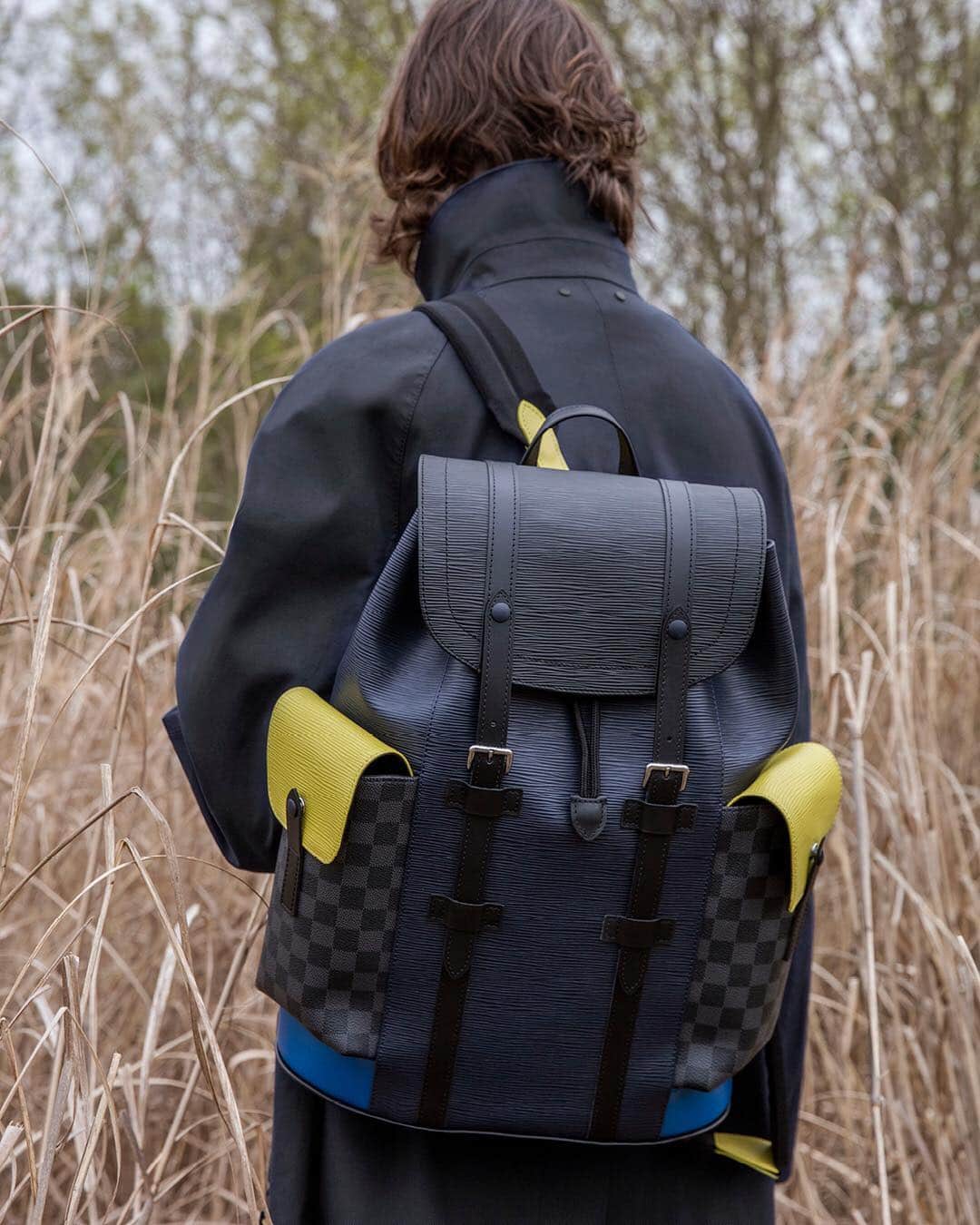 のインスタグラム：「Just the right mix. The #LouisVuitton Christopher Backpack is part of the new Epi Patchwork Collection. Explore this season’s Men’s Accessories via link in bio.」
