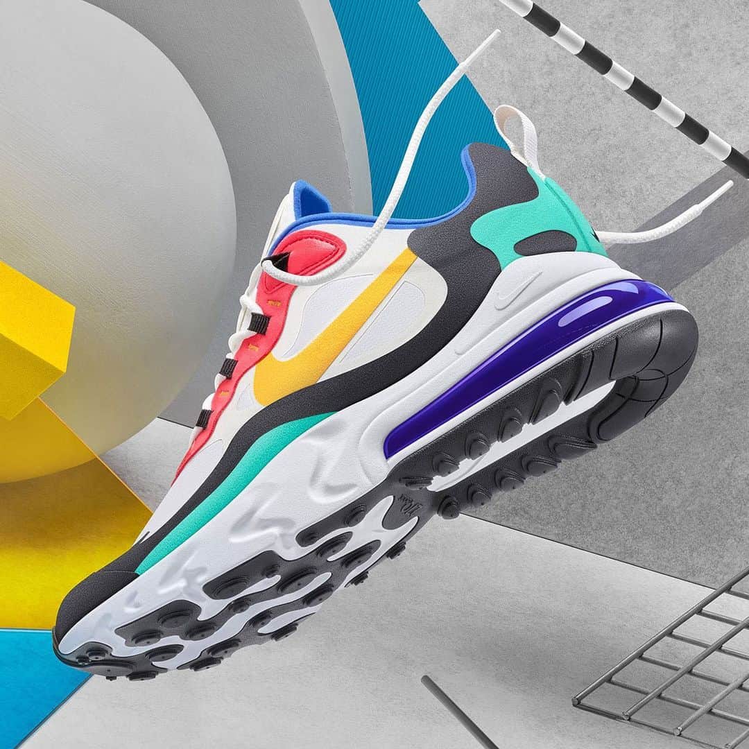 Sneaker Newsさんのインスタグラム写真 - (Sneaker NewsInstagram)「Nike officially unveils the Air Max 270 React. This “Bauhaus” version (as well as the women’s version) drops on 7/3. For a closer look at several new colorways, tap the link in our bio.」6月6日 22時20分 - sneakernews