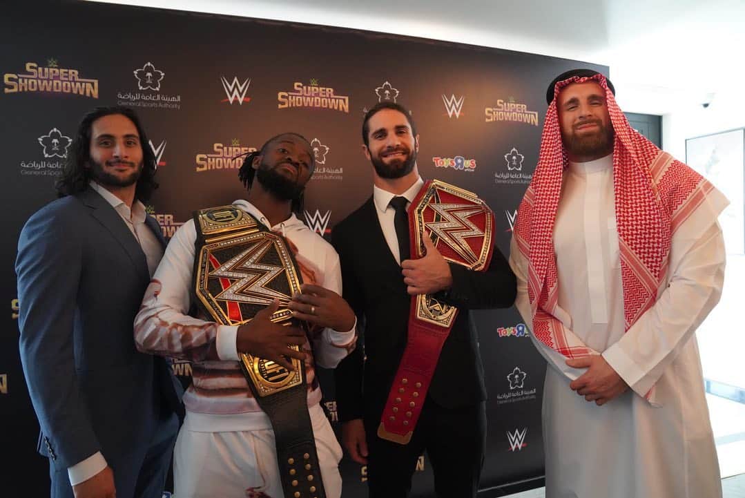 WWEさんのインスタグラム写真 - (WWEInstagram)「Just after arriving in Jeddah, @wwerollins, @thetruekofi, @mojo, @ksamanny & @tripleh met with the media to discuss #WWESSD!」6月6日 23時12分 - wwe