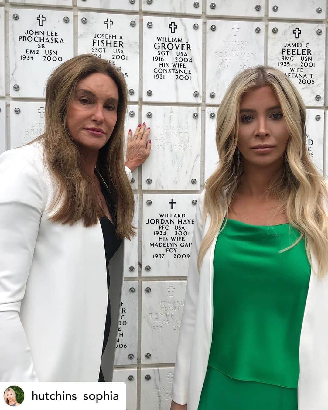 Caitlyn Jennerさんのインスタグラム写真 - (Caitlyn JennerInstagram)「Sophia and I at my fathers gravesite. An amazing patriot who fought on D-Day 75 years ago, and survived. I miss him every day and am forever grateful for his sacrifice. God bless all of our military.」6月7日 9時56分 - caitlynjenner