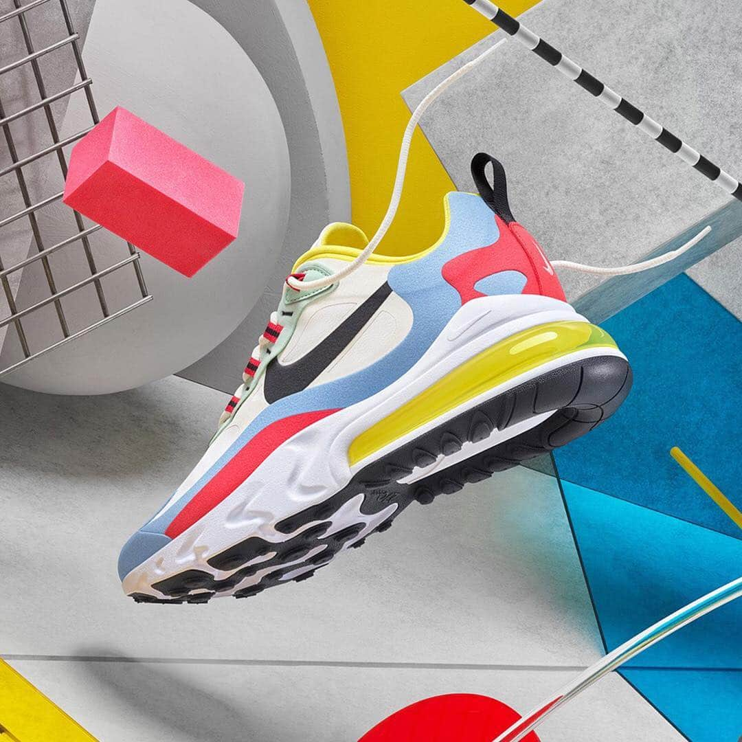 HYPEBEASTさんのインスタグラム写真 - (HYPEBEASTInstagram)「@hypebeastkicks: @nike introduces the Air Max 270 React. The various colorways are inspired by the colors and geometry of Bauhaus as well as San Francisco psychedelia. Available July 3.  Photo: @nike」6月7日 4時38分 - hypebeast