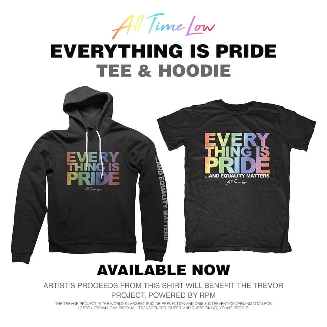 All Time Lowさんのインスタグラム写真 - (All Time LowInstagram)「Celebrating Pride Month with limited “EVERYTHING IS PRIDE” items now live in the webstore. All proceeds benefit The Trevor Project, powered by RPM. #EverythingIsPride https://smarturl.it/ATLPride」6月7日 6時10分 - alltimelow