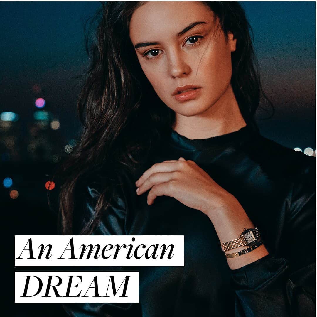 のインスタグラム：「An iconic location for an iconic watch. @CourtneyEaton is the #PanthèredeCartier woman high up on Mulholland Drive. #BoldandFearless」
