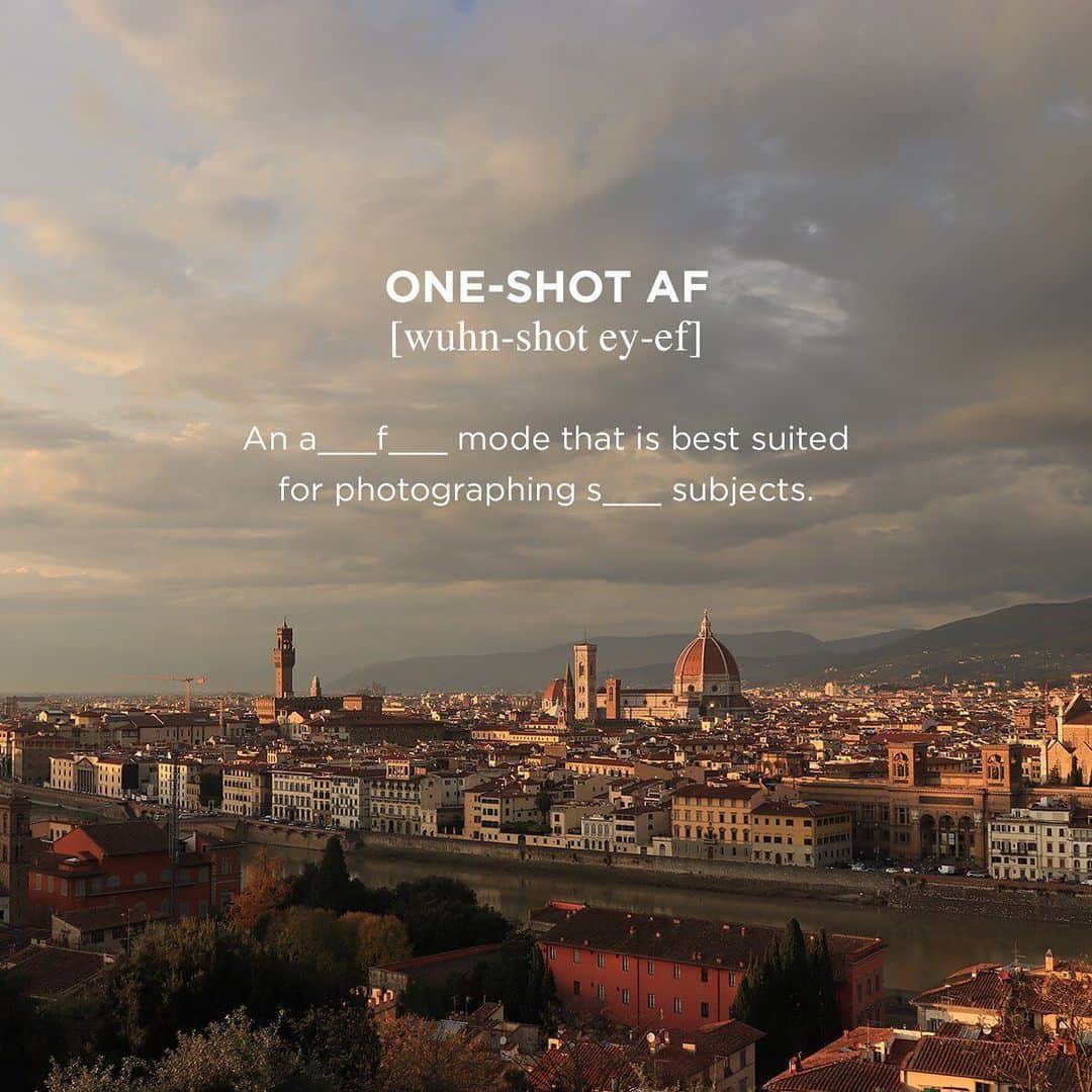 Canon Asiaのインスタグラム：「#CanonPhototionary 📚 How well do you know your photography terms? This month, we shift the focus (😉) on to One-Shot AF! It is important to anticipate the subject’s movement so that you can utilise the appropriate autofocus (AF) mode. Challenge yourself and fill in the blanks by sharing your answers in the comments below! • What tips do you have when using the One-Shot AF mode? Find the answers in the link in our bio! • 📷 Image taken using the Canon EOS 800D | f/8 | 1/80 | ISO 100 | 18mm  Want your photos to be featured too? Tag them with #canonasia or submit them on My Canon Story, link in bio!  #canonasia #photography #photographytips #oneshotaf #autofocus #stillsubject」