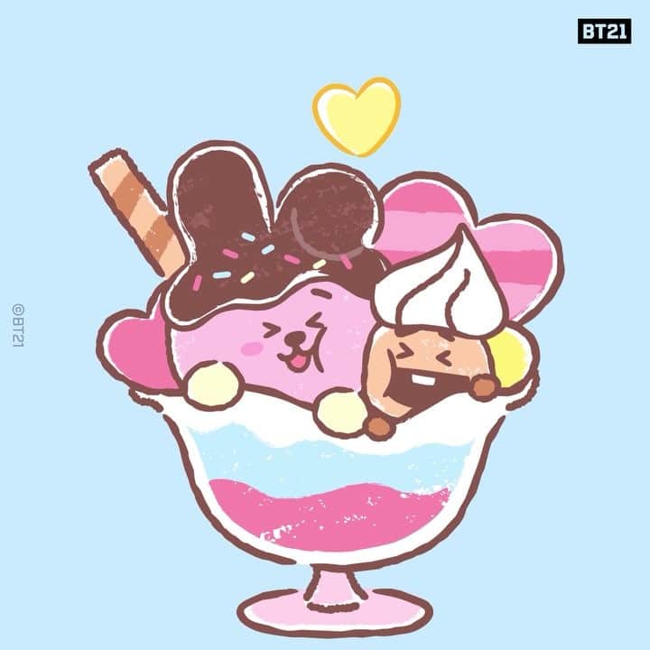 のインスタグラム：「⁣ What a sweet friendship! Meet BT21 Best Friends Forever stickers on Facebook~! ⁣ ⁣ Download : Link in Bio 👉⁣ ⁣ #BT21 #Facebookstickers @messenger @facebook #KOYA #RJ #SHOOKY #MANG #CHIMMY #TATA #COOKY #VAN」