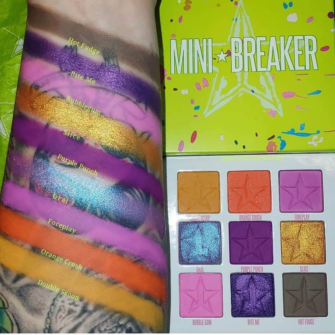 Jeffree Star Cosmeticsさんのインスタグラム写真 - (Jeffree Star CosmeticsInstagram)「The #MINIBREAKER Palette 🥎👅 9 beautiful highly pigmented shades to keep your eyes smoldering all summer long 💖 #jeffreestarcosmetics #jawbreakerpalette swatched by: @natural2slaybeauty」6月22日 12時33分 - jeffreestarcosmetics