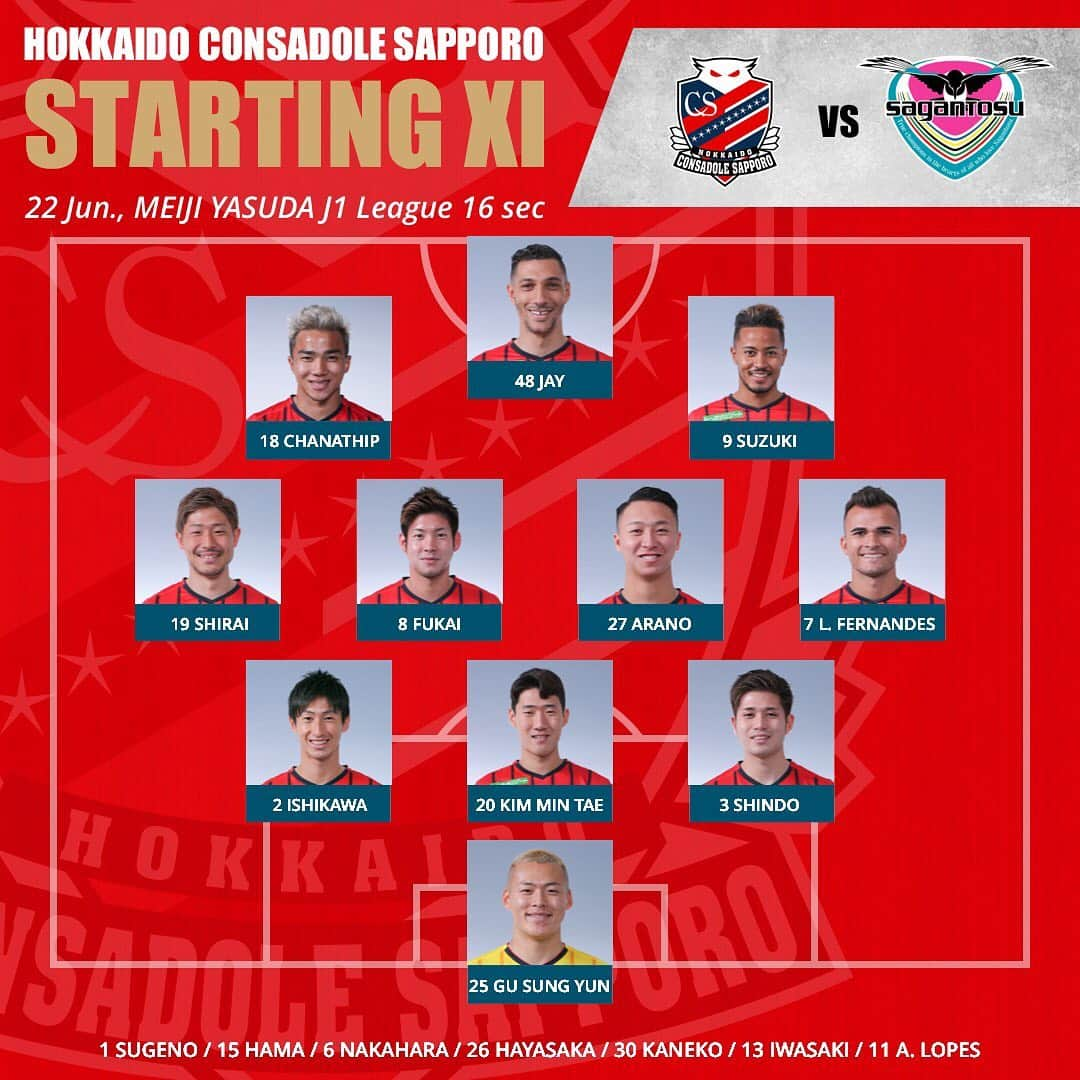 コンサドーレ札幌さんのインスタグラム写真 - (コンサドーレ札幌Instagram)「. . STARTING ELEVEN!! . . #consadole #コンサドーレ #Jリーグ　#JLEAGUE #football #soccer #supporter #サポーター #soccerphotography #soccertime #北海道　#HOKKAIDO #札幌　#SAPPORO #stadium #spogram」6月22日 13時28分 - hokkaido_consadole_sapporo