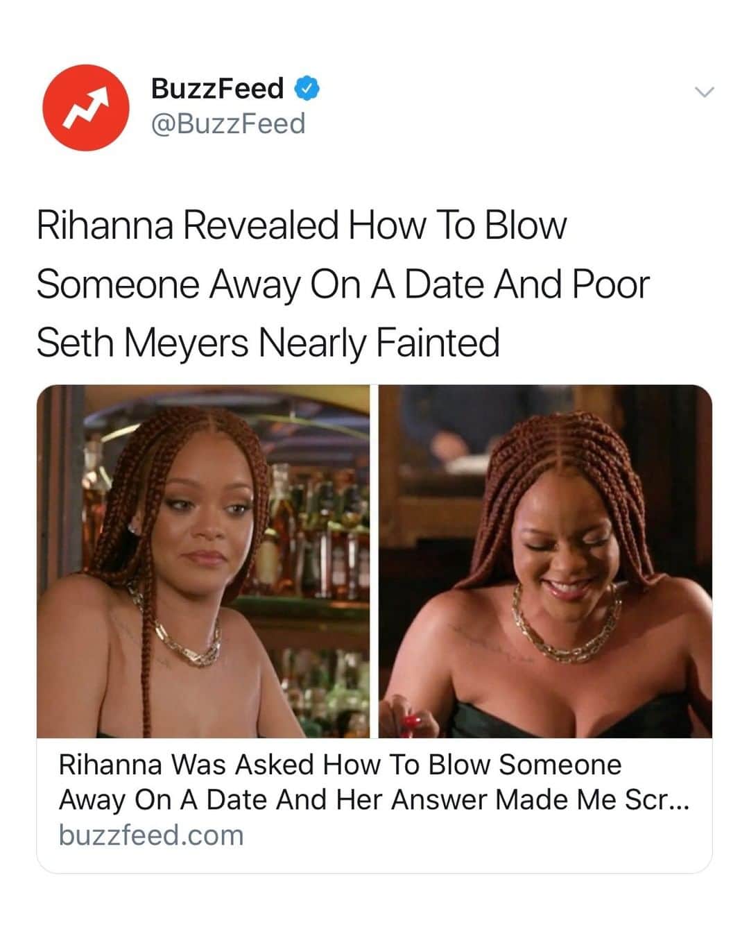 BuzzFeedさんのインスタグラム写真 - (BuzzFeedInstagram)「Rihanna and Seth Meyers as drinking buddies is the content we all need. Watch the video 👉Link in bio 😂」6月22日 5時00分 - buzzfeed