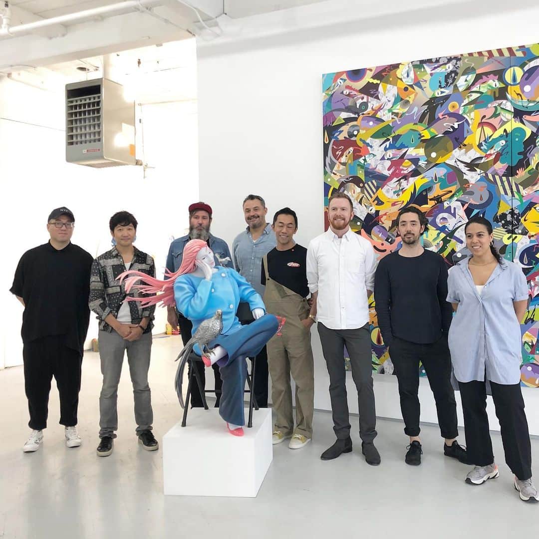 松山智一のインスタグラム：「Morning Studio visit with @Cartier Innovation Lab , thanks @timiwata for bringing the global team together . #Cartier  カルティエが発足したカルティエ イノベーション 研究所によるスタジオ訪問。欧米中とさすがの国際色の強さ。」