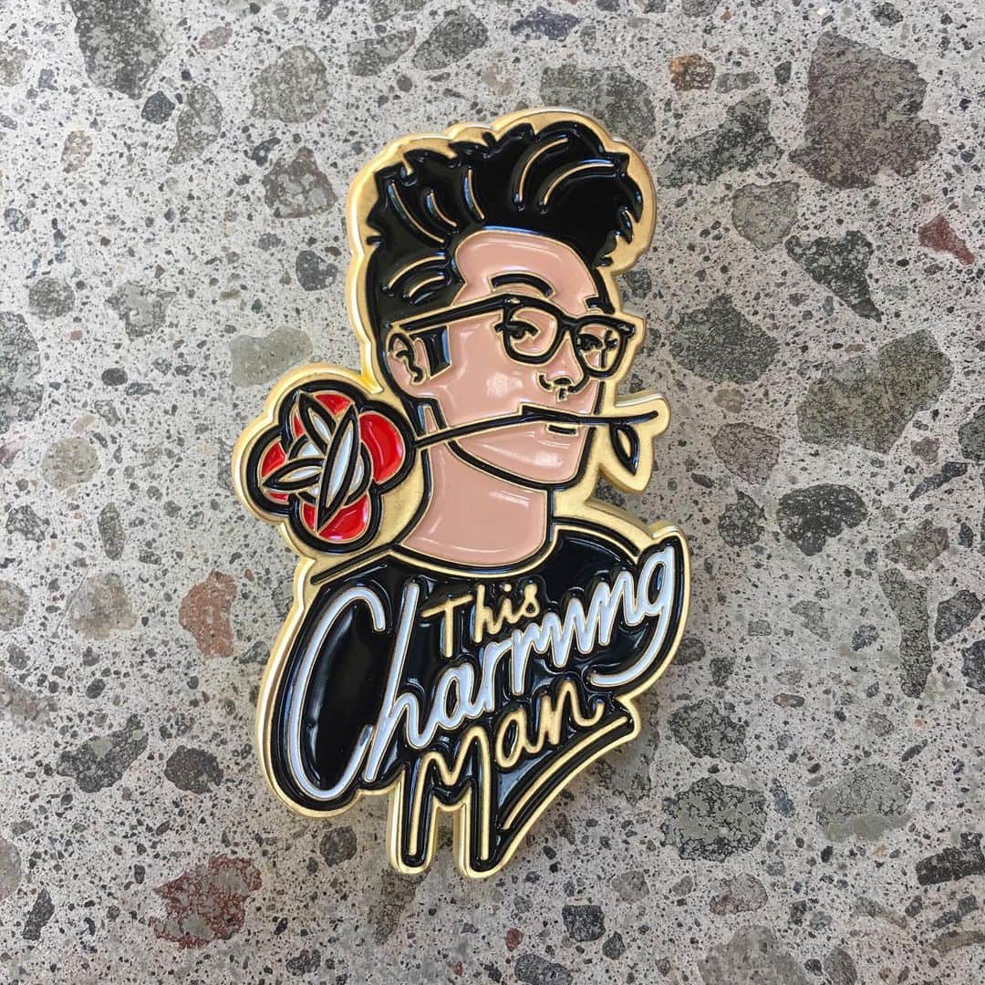Rik Leeさんのインスタグラム写真 - (Rik LeeInstagram)「The coolest thing about working for yourself is that you can do / make what you want. I’ve loved The Smiths since I was a kid and wanted a Morrissey lapel pin, but could never find a one - so I made my own. . It’s big 2.5’ X 1.54’ (6.7 X 4cm), gold plated, 4 coloured, embossed matte enamel and limited edition. . Get a little charming man into your life! Link in my bio and for cheap shipping, get them direct from my pals @artistvsart . #riklee #illustration #art #lapelpin #lapelpins #morrissey #thesmiths #thesmithsfans #thischarmingman #morrisseyfans」6月22日 10時31分 - rikleeillustration