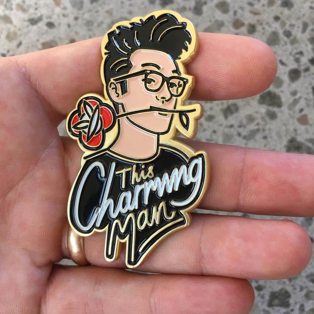 Rik Leeさんのインスタグラム写真 - (Rik LeeInstagram)「The coolest thing about working for yourself is that you can do / make what you want. I’ve loved The Smiths since I was a kid and wanted a Morrissey lapel pin, but could never find a one - so I made my own. . It’s big 2.5’ X 1.54’ (6.7 X 4cm), gold plated, 4 coloured, embossed matte enamel and limited edition. . Get a little charming man into your life! Link in my bio and for cheap shipping, get them direct from my pals @artistvsart . #riklee #illustration #art #lapelpin #lapelpins #morrissey #thesmiths #thesmithsfans #thischarmingman #morrisseyfans」6月22日 10時31分 - rikleeillustration