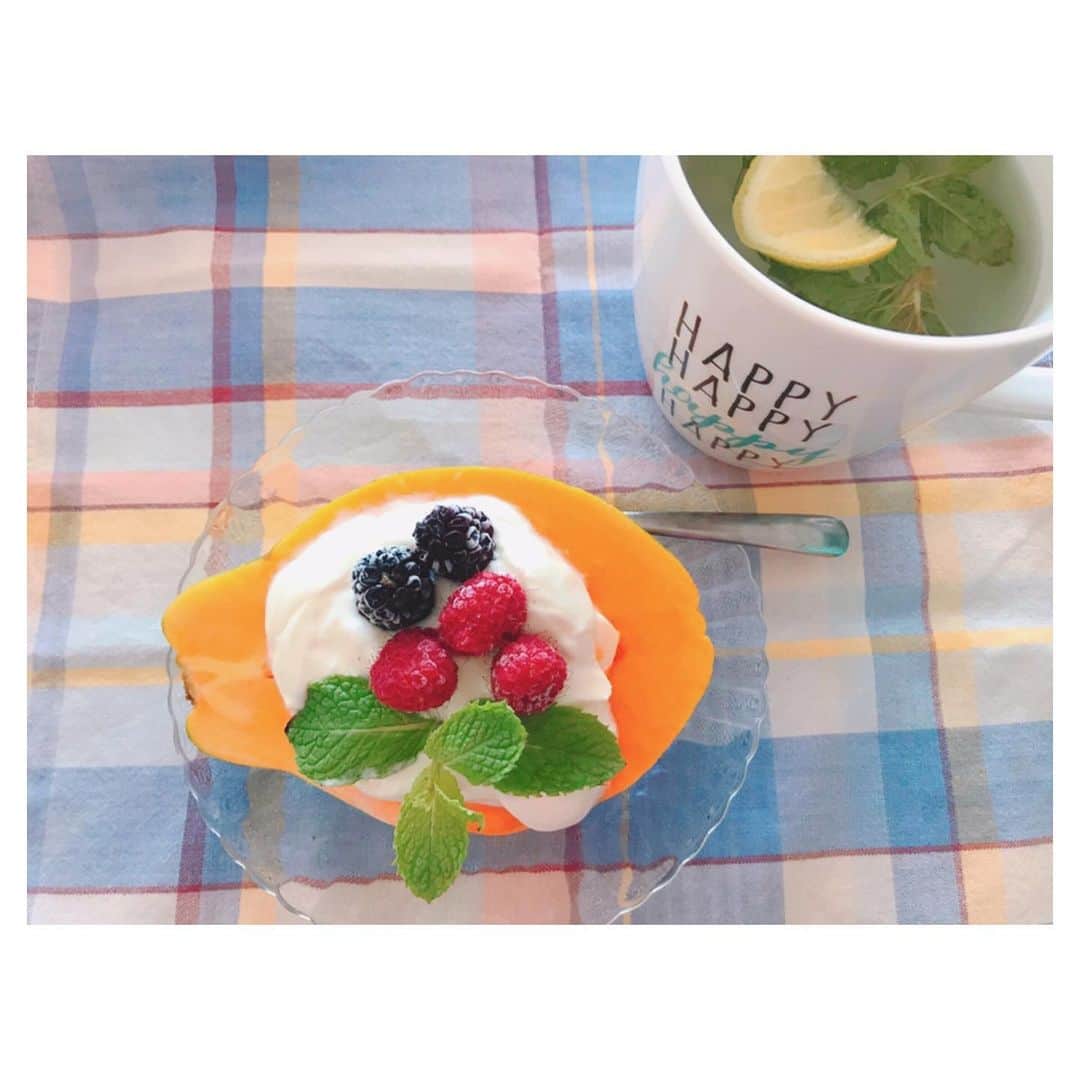 荒川れん子のインスタグラム：「Breakfast in hawaii. It’s hard to get papaya in Japan😭 ハワイの自宅で最近いつも食べていた手抜き朝ごはん。日本でパパイヤ、中々ないからお預けです😭 朝のお白湯にレモンとミントをいれたら良い感じではまってます。ついつい使い切れずになっていたミントも消費できるし。 . . #hawaii #aloha #lovehawaii #luckywelivehawaii #berry #hawaiilife #travel #beachlife #tropical #papaya #breakfast #lemon #lifeisajourney #hawaiistagram #instahawaii #healthylifestyle #ハワイ #ハワイ生活 #ハワイ暮らし #ハワイ在住 #旅 #ハワイ好き #ハワイ旅行 #朝ごはん #パパイヤ #白湯 #レモン #白湯生活 #ヨーグルト #手抜き」