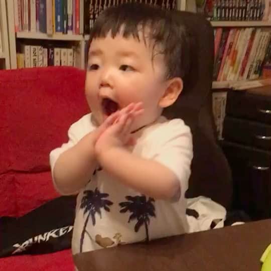 山西章博のインスタグラム：「ご馳走様でしたをするようになりました。 #赤ちゃん #嫡男 #せがれ #ご馳走様でした #お腹いっぱいになったら発動 #嫌いな野菜が出てきても発動 #ご馳走様の後も普通に食べる #耳だけ似てる #耳以外も似て来た #これ以上似るな #ママリ#パパリ#ベビフル#ベビリトル#コドモノ#mamanoko#コノビー#mamanokoカメラ部#mamanokoギフトキャンペーン#コドモダカラ」