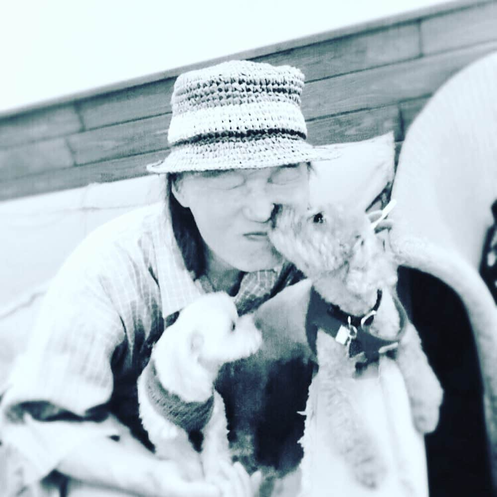 日出郎さんのインスタグラム写真 - (日出郎Instagram)「Dogs kissed me 💋 Thanks Liza Ochiai  #日出郎  #犬 #落合リザ  #lizaochiai  #のワンちゃん #ポメラニアン  #トイプードル  #女の子達 #ひろしも喜んでる #ドックバーやったら流行りそう」6月22日 12時09分 - hiderou1030