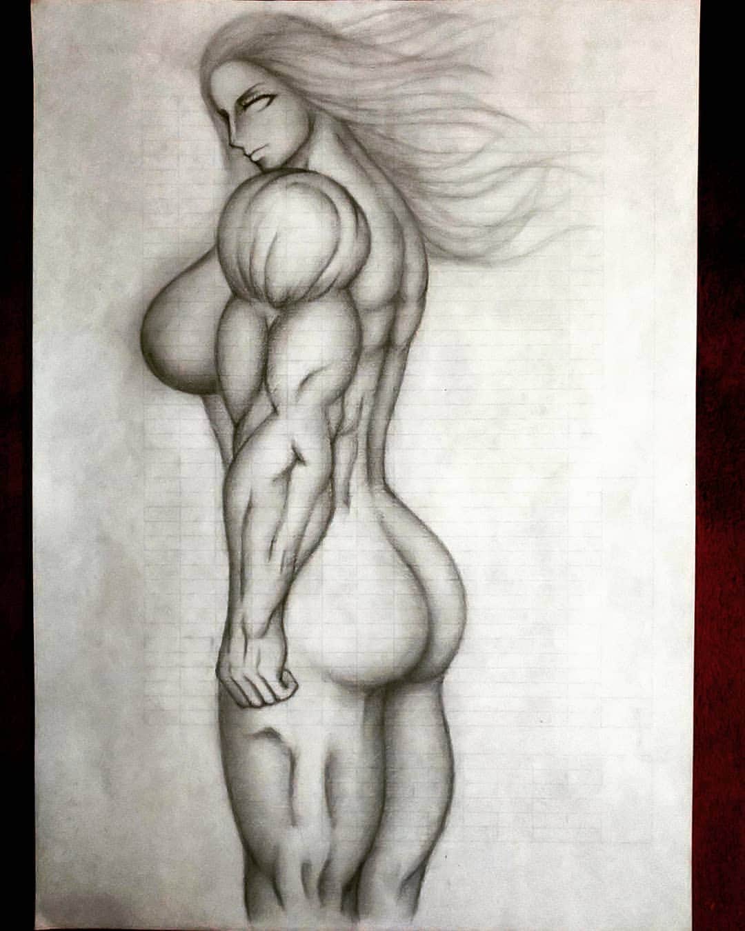 松原義和のインスタグラム：「僕が考えた超人「キン肉アミ」 #風藤松原#松原義和#イラスト#絵#鉛筆画#筋肉#アート#スタイル#ヘアスタイル#ヘアアレンジ#illustration#drawing#pencildrawing#sexy#body#bodybuilding#フィットネス#fashion#love#fitness#beautiful#artmuscle#nude#グラビア#女性#lady」