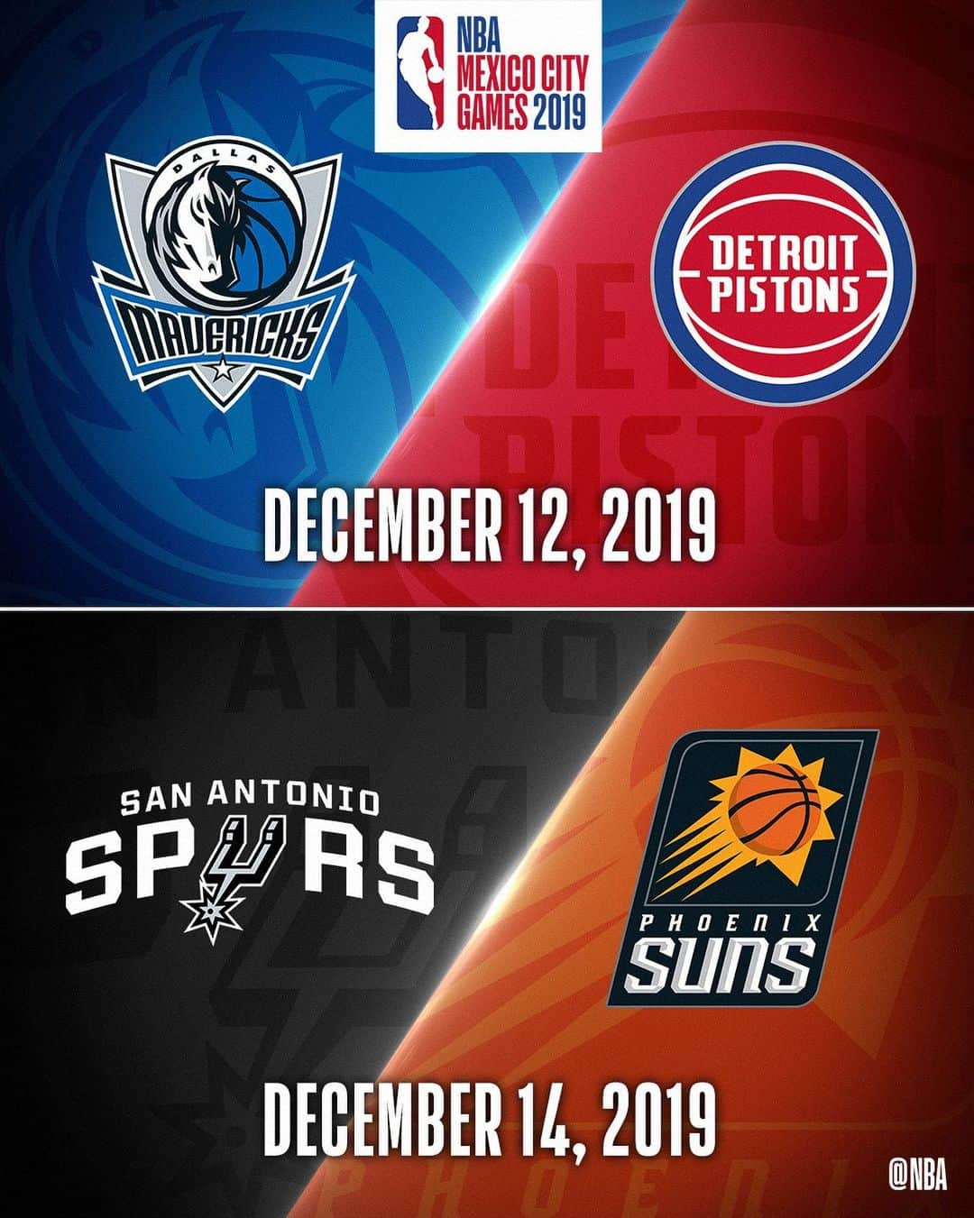 NBAさんのインスタグラム写真 - (NBAInstagram)「The NBA Mexico City Games 2019 will feature the @dallasmavs @detroitpistons @spurs & @suns playing two regular-season games at the Arena Ciudad de Mexico in Mexico City, marking the first time that four NBA teams will play in Mexico in one regular-season!」6月8日 1時29分 - nba