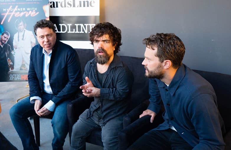 ピーター・ディンクレイジのインスタグラム：「Peter Dinklage, Jamie Dornan, and Sacha Gervasi at the #MyDinnerWithHervé screening and Q&A in NYC last night!」