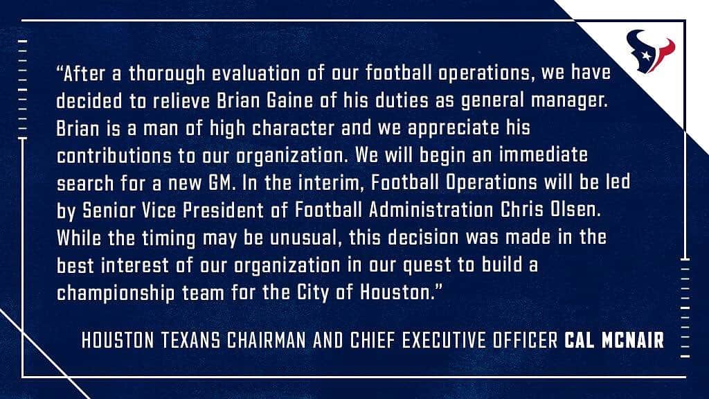 ヒューストン・テキサンズさんのインスタグラム写真 - (ヒューストン・テキサンズInstagram)「A statement from #Texans Chairman and CEO Cal McNair.」6月8日 6時27分 - houstontexans