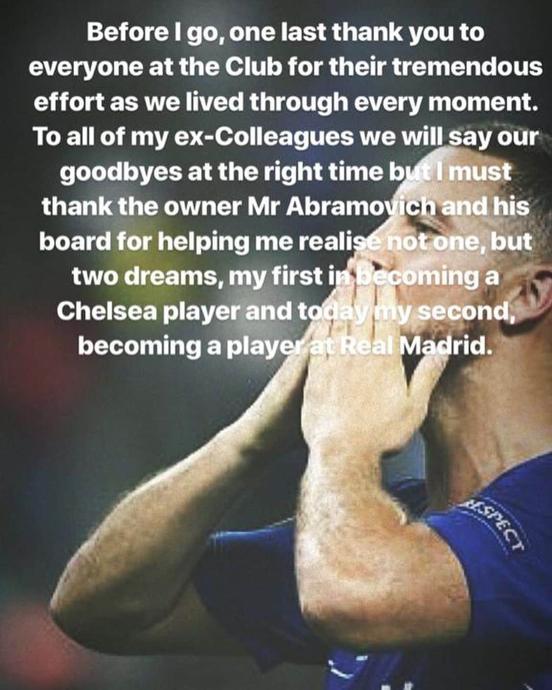 エデン・アザールさんのインスタグラム写真 - (エデン・アザールInstagram)「To my Chelsea friends and family」6月8日 6時32分 - hazardeden_10