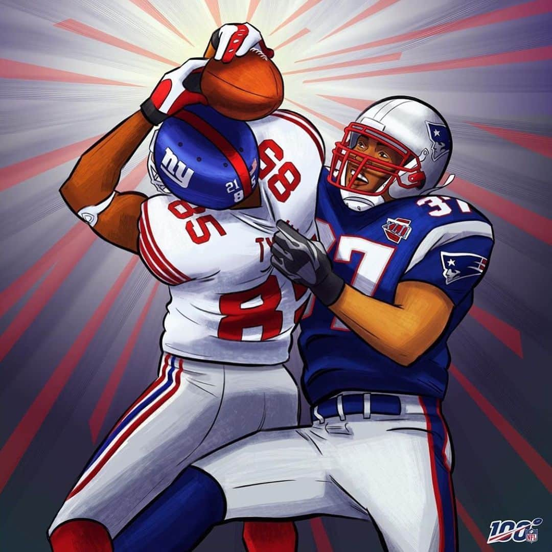 New York Giantsさんのインスタグラム写真 - (New York GiantsInstagram)「“Continuing the countdown to #NFL100 kickoff, we’re illustrating some of the most iconic plays in NFL history. Next up...The Helmet Catch!” (via @nfl)」6月8日 7時54分 - nygiants